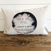 Moon Birth Announcement Pillow Cover - Linen and Ivory